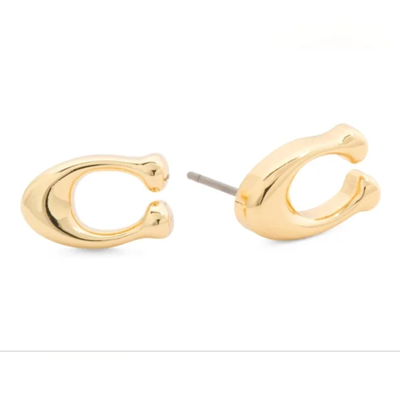 NWT Coach Signature Bubble C Stud Earrings with Dustbag - Picture 4 of 4